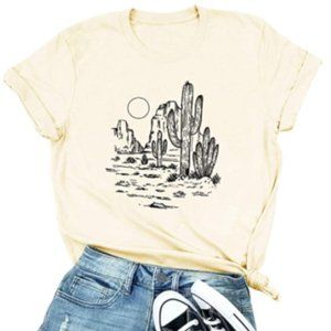 Western Sunset Off-White Retro Graphic T-Shirt